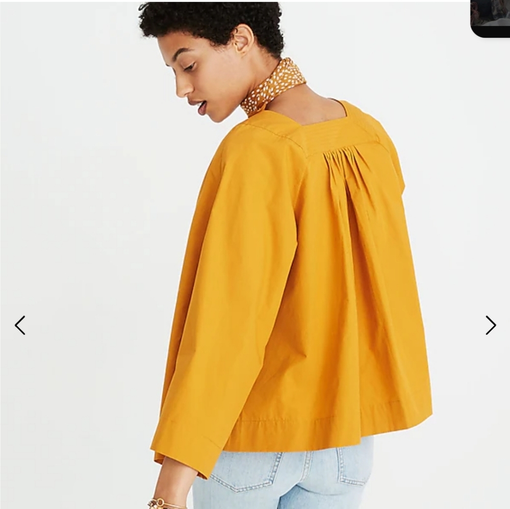 Madewell Square Neck Wide Sleeve Top, Mustard Color, Size XXS - Picture 2 of 12